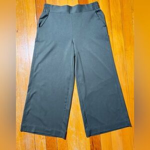 TRIBAL Wide Leg Elastic Waist Pants Olive Green Size L